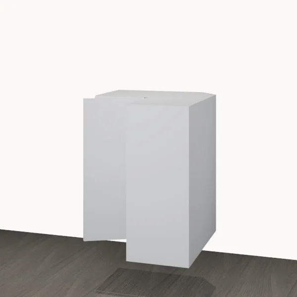 Product render of the Wall 600mm — Corner shown open.